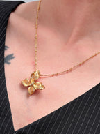 TT original-necklace-Gold 3D Flower Necklace | Delicate Petal Bead Chain - Luxurious Gift | Elegant Necklace for Women in the Workplace | Valentine's Day Gift - Popular Style