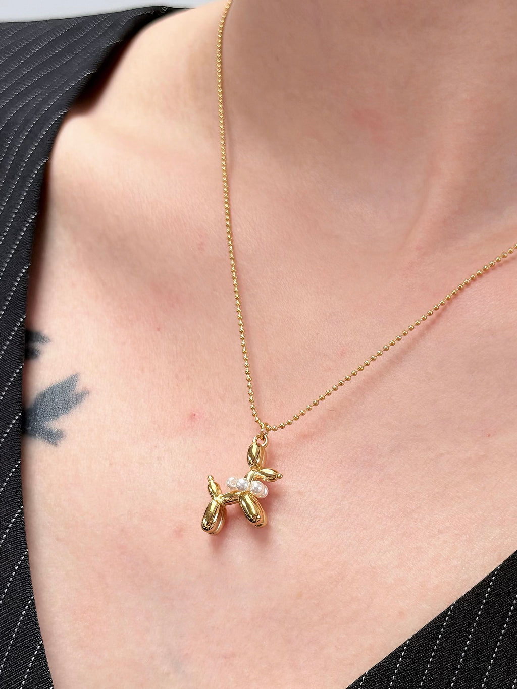 TT original-necklace-Gold beaded necklace | Healing puppy necklace | Pet lovers | Cute style | Pet-themed necklace | Popular pearl puppy design