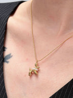 TT original-necklace-Gold beaded necklace | Healing puppy necklace | Pet lovers | Cute style | Pet-themed necklace | Popular pearl puppy design