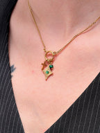 TT original-necklace-Green vintage French necklace | Sunburst cross pendant | Gift of faith | Layered necklaces with an atmospheric feel