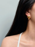 TT original-earring-Women's Gold Geometric Stud Earrings | Elegant Everyday Wear | Brushed Metal Jewelry | 2026 Fashionable Jewelry