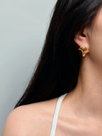 TT original-earring-Women's Gold Geometric Stud Earrings | Elegant Everyday Wear | Brushed Metal Jewelry | 2026 Fashionable Jewelry