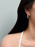 TT original-earring-Gold Half-Hoop Earrings | Southwest Style Jewelry | Natural Turquoise | Summer Beach Accessories