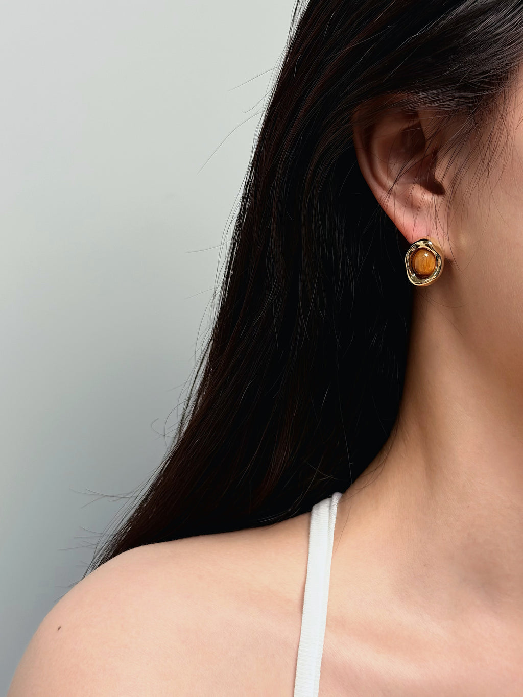 Handmade-Natural-Tiger-Eye-Stud-Earrings-worn.jpg