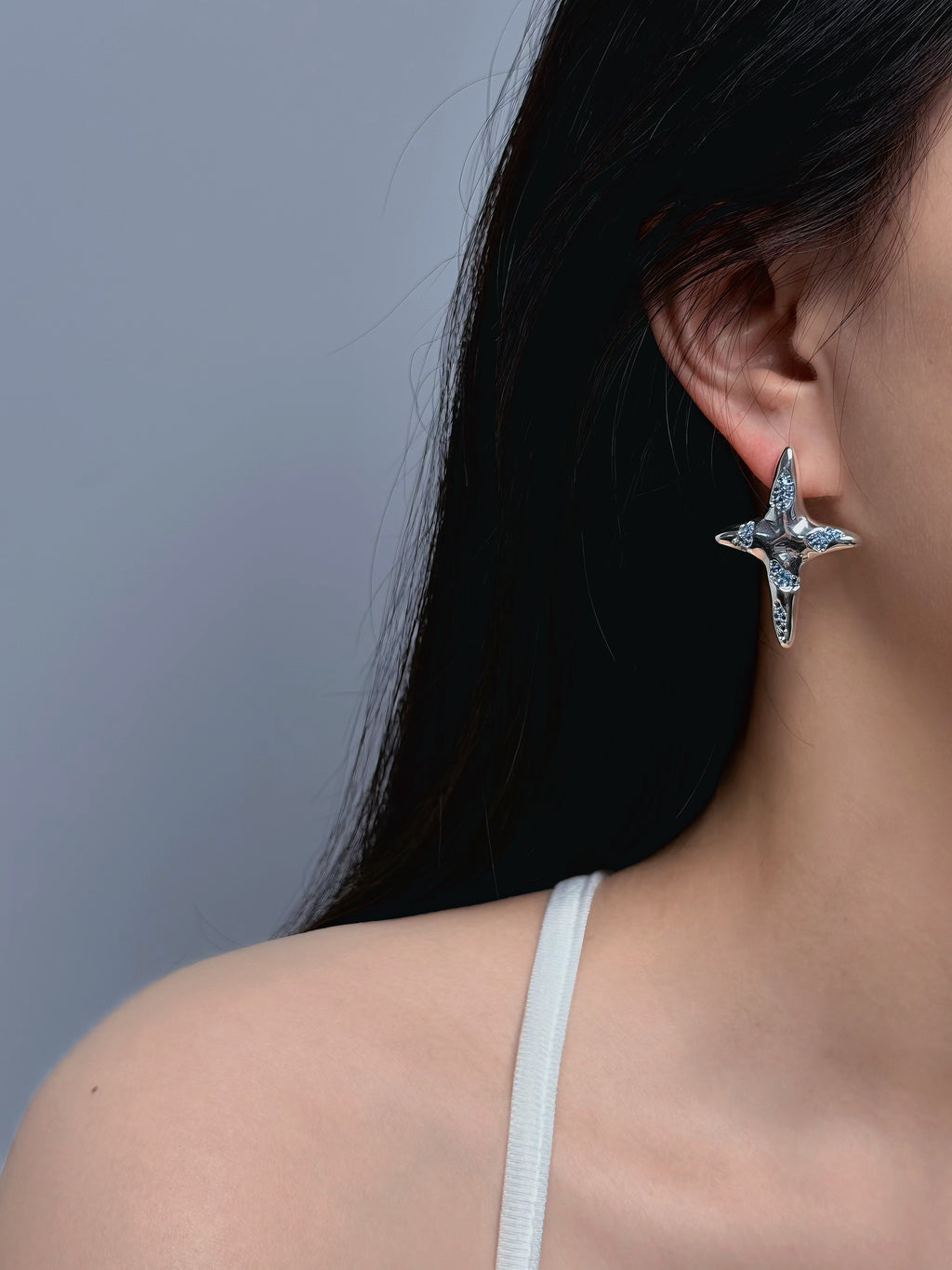 TT original-earring-High-end asymmetrical star and moon earrings | AB style earrings | Romantic cosmic-themed gift | Sweet and cool style | Astrological element earrings