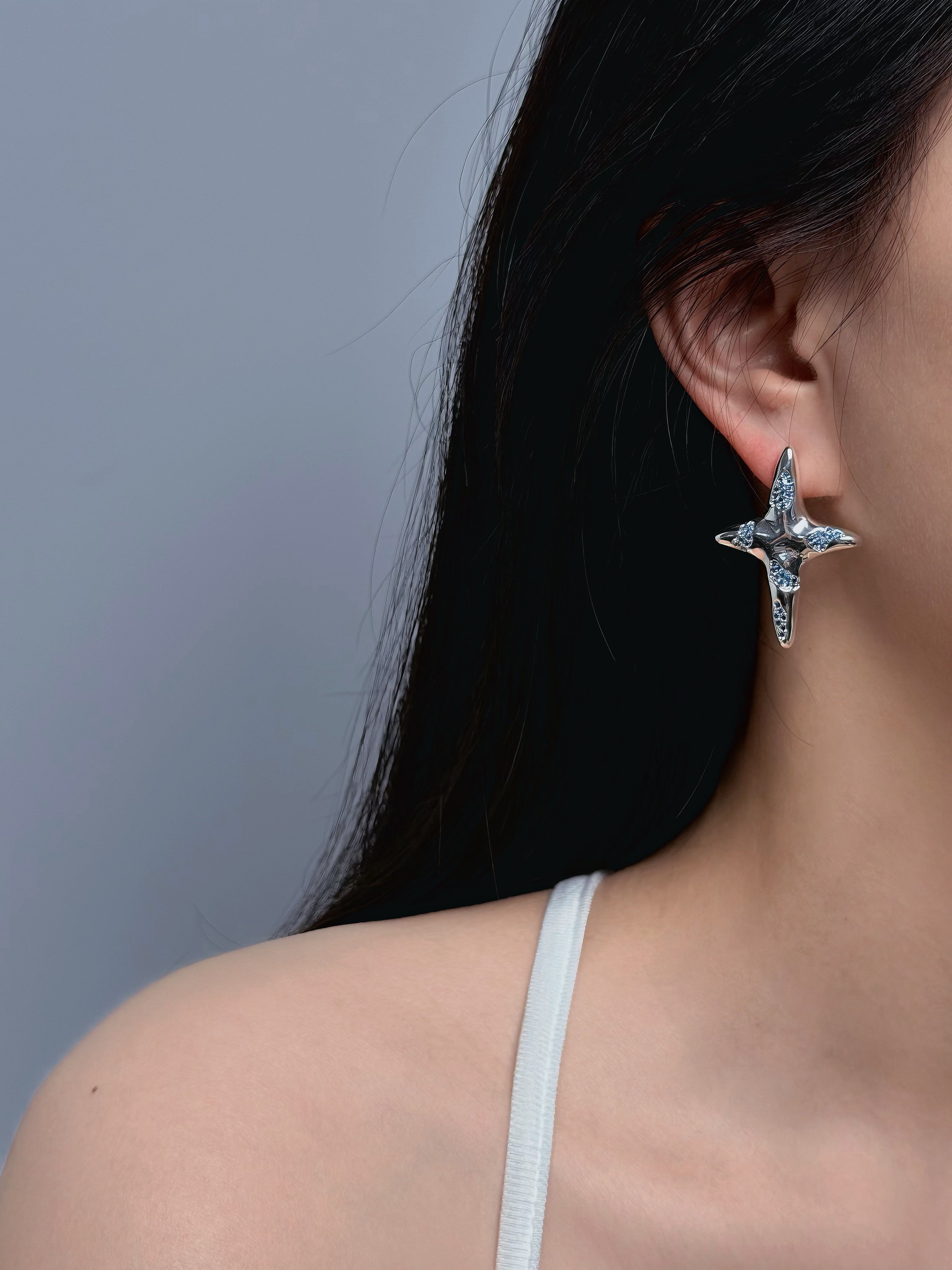 TT original-earring-High-end asymmetrical star and moon earrings | AB style earrings | Romantic cosmic-themed gift | Sweet and cool style | Astrological element earrings