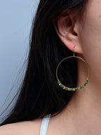 TT original-earring-Bohemian-style green gemstone earrings | Beach vacation style | Travel photography essential | Vintage handmade earrings | One-of-a-kind handmade pieces