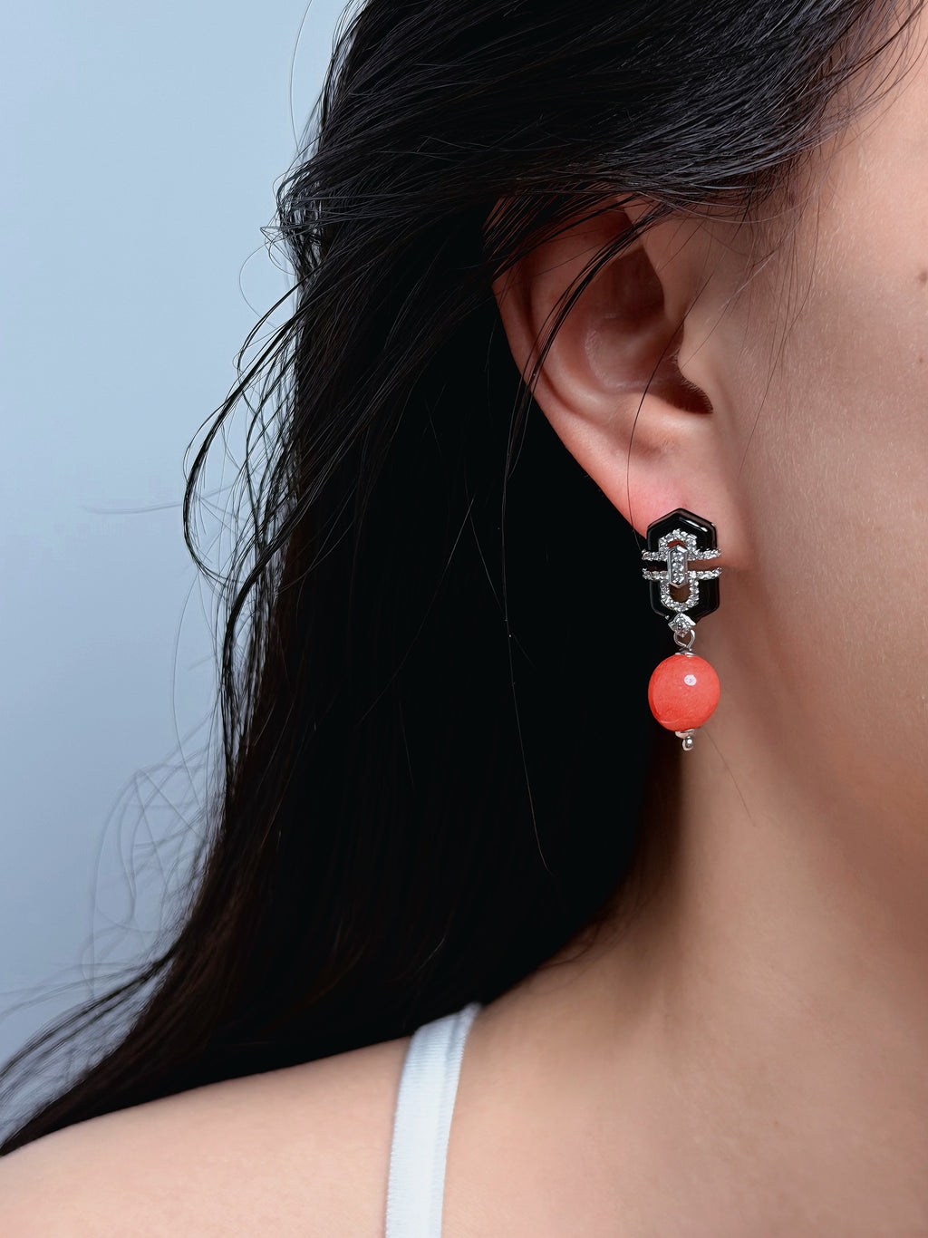 TT original-earring-Niche Design Coral Red Bead Earrings for Women | Affordable Luxury for Both Commute and Evening | Niche Design | 925 Sterling Silver Needles