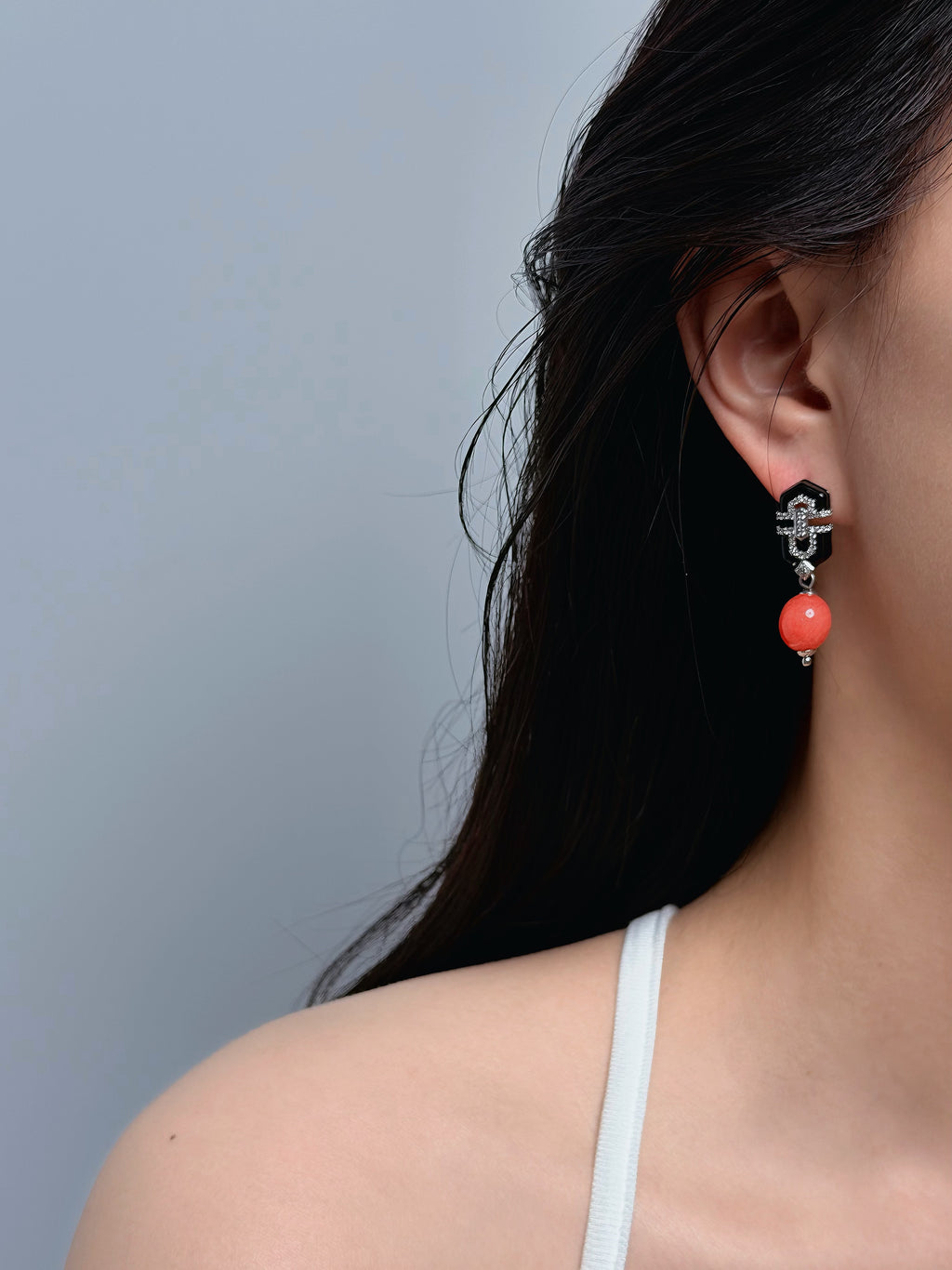 TT original-earring-Niche Design Coral Red Bead Earrings for Women | Affordable Luxury for Both Commute and Evening | Niche Design | 925 Sterling Silver Needles