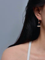 TT original-earring-Vintage Black Agate Earrings | Unique Natural Handmade Pearls | Elegant Bohemian Gemstone Earrings | Simple Yet Luxurious Vintage Gold Zircon Earrings