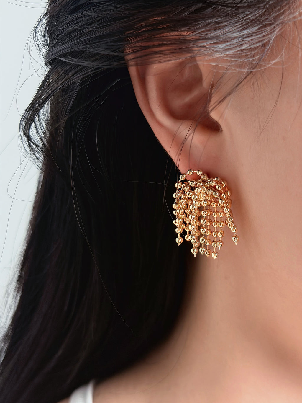 TT original-earring-Gold Firework Earrings | Luxurious Beaded Tassel Earrings | Exquisite Evening Earrings