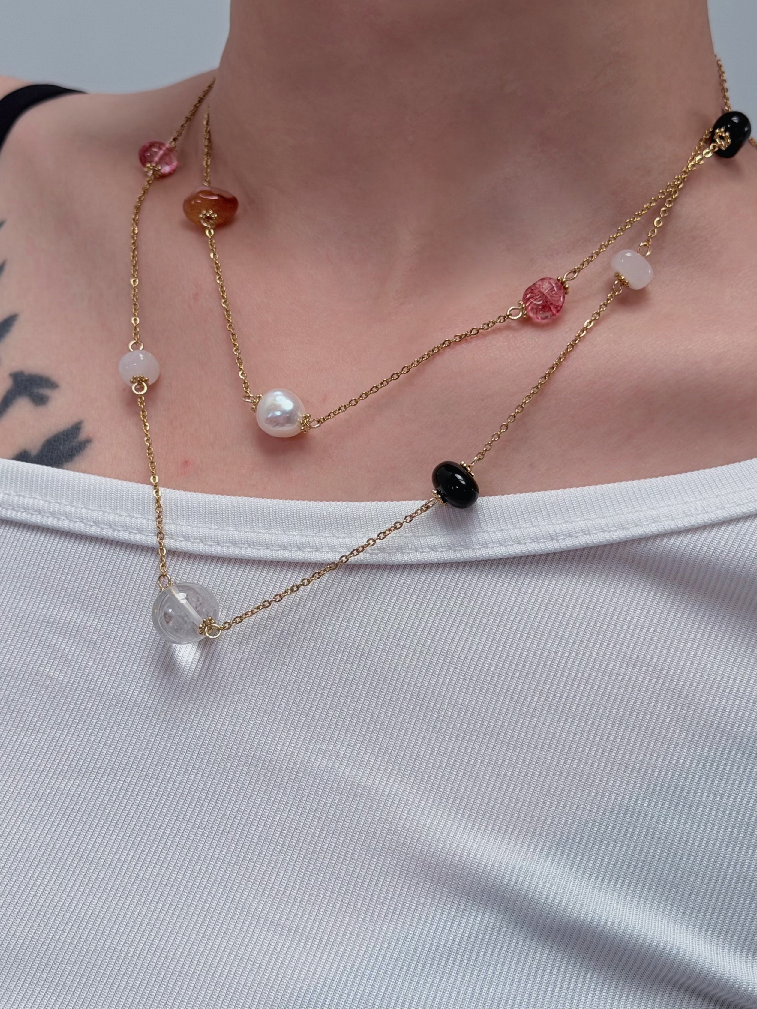 TT original-necklace-Bohemian-style long necklace for vacation | Elegant long necklace with colorful natural stones | Layered necklace | Affordable luxury | Affordable luxury necklace for working women