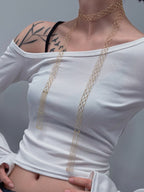 TT original-necklace-Handmade gold lace-woven long necklace | Stackable tassel long necklace | A luxurious long necklace suitable for both work and evening events