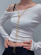 TT original-necklace-Handmade gold lace-woven long necklace | Stackable tassel long necklace | A luxurious long necklace suitable for both work and evening events