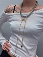 TT original-necklace-Silver-grey mother-of-pearl necklace | Timeless women's pearl jewelry, suitable for both work and evening occasions.