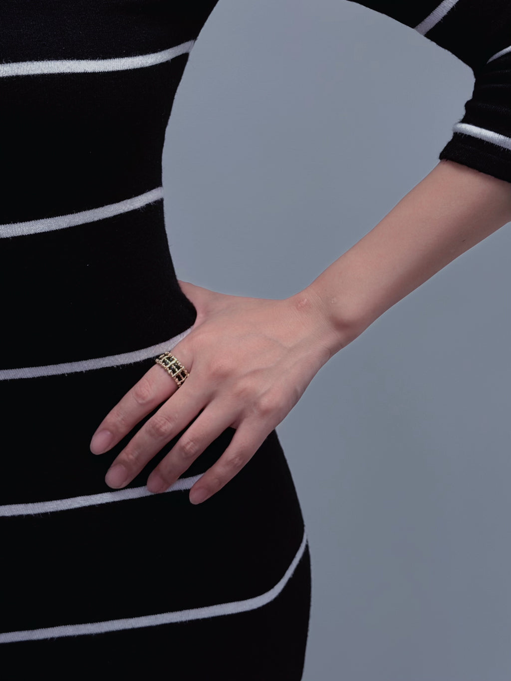 TT original-ring-Black and gold openwork wide ring | Unisex personalized ring | Gothic jewelry with adjustable opening