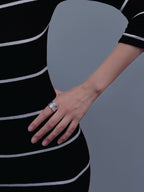 TT original-ring-Dark silver chunky ring | Unisex ring | Wide and unique band | Cross ring | Street style cool ring