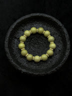 TT original-bracelet-12mm Alashan Stone Bracelet | Elastic Bracelet Without Buckle | Olive Green Beads + Gold Spacer Beads | Unisex Natural Stone Bracelet