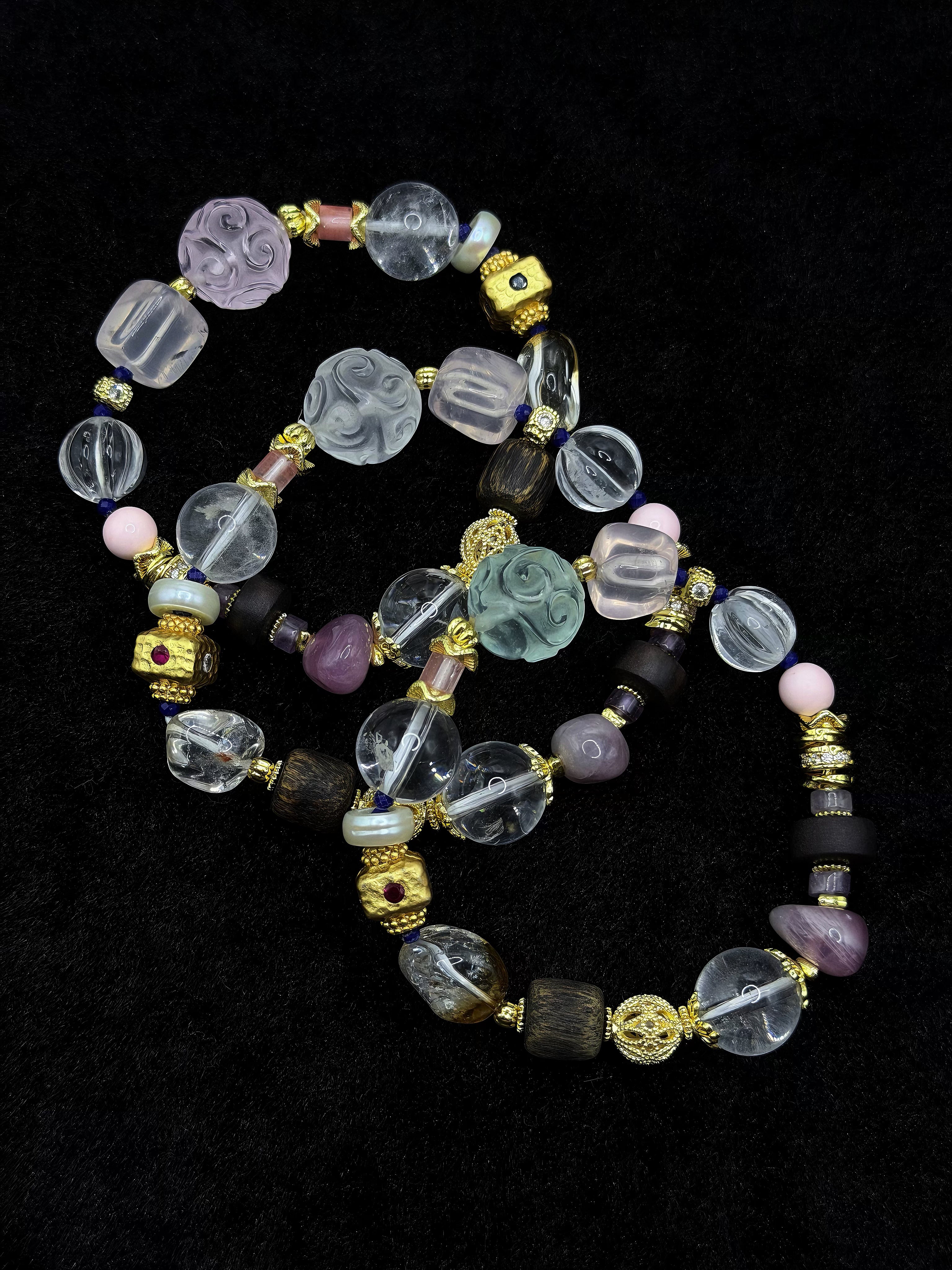 TT original-bracelet-Natural Crystal Multi-Gemstone Bracelet | Vintage Mixed-Style Crystal Bracelet | Luxury Handmade Crystal Bracelet | Multi-Element Mix and Match | High-End Handmade Beaded Bracelet