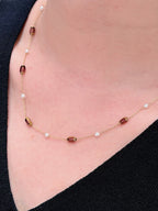 TT original-necklace-Simple and elegant layered necklaces for women | Everyday wear | High-end pearl necklace | Brown crystal necklace