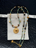 TT original-necklace-Unique tribal style | Bohemian beaded gold pendant necklace | Adjustable turquoise necklace | Handmade style for women