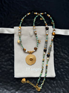 TT original-necklace-Unique tribal style | Bohemian beaded gold pendant necklace | Adjustable turquoise necklace | Handmade style for women