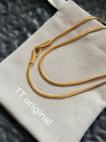 TT original-necklace-Basic layering style | Unisex | Simple gold flat snake chain | European and American style metal necklace | Minimalist clavicle chain | Niche and understated style