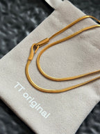 TT original-necklace-Basic layering style | Unisex | Simple gold flat snake chain | European and American style metal necklace | Minimalist clavicle chain | Niche and understated style