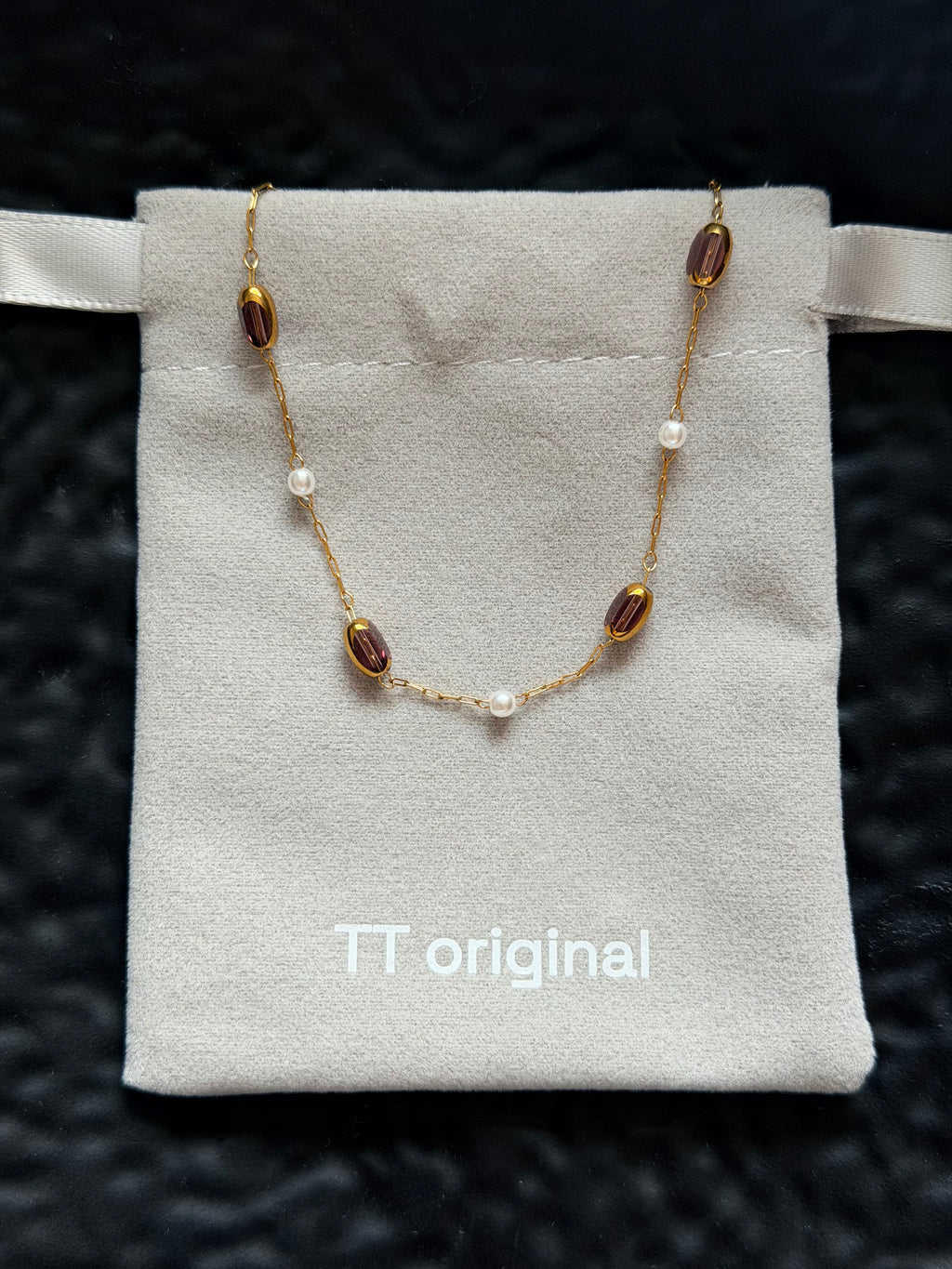 TT original-necklace-Simple and elegant layered necklaces for women | Everyday wear | High-end pearl necklace | Brown crystal necklace