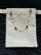 TT original-necklace-Simple and elegant layered necklaces for women | Everyday wear | High-end pearl necklace | Brown crystal necklace