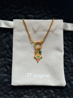 TT original-necklace-Green vintage French necklace | Sunburst cross pendant | Gift of faith | Layered necklaces with an atmospheric feel
