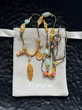 TT original-necklace-Bohemian Gold Feather Long Necklace | Vacation Ethnic Style | Casual Denim Outfit | Handmade Knitting | Niche Beaded Jewelry | Music Festival Outfit
