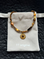 TT original-necklace-Earth-toned natural tiger's eye necklace | Vintage beaded necklace | Energy stone with sun pendant | Handmade natural gemstone Bohemian style
