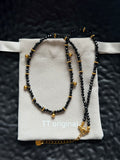 TT original-necklace-Black beaded necklace and bracelet set | Stacked necklace set | French handmade vintage jewelry | Bohemian style black beaded set