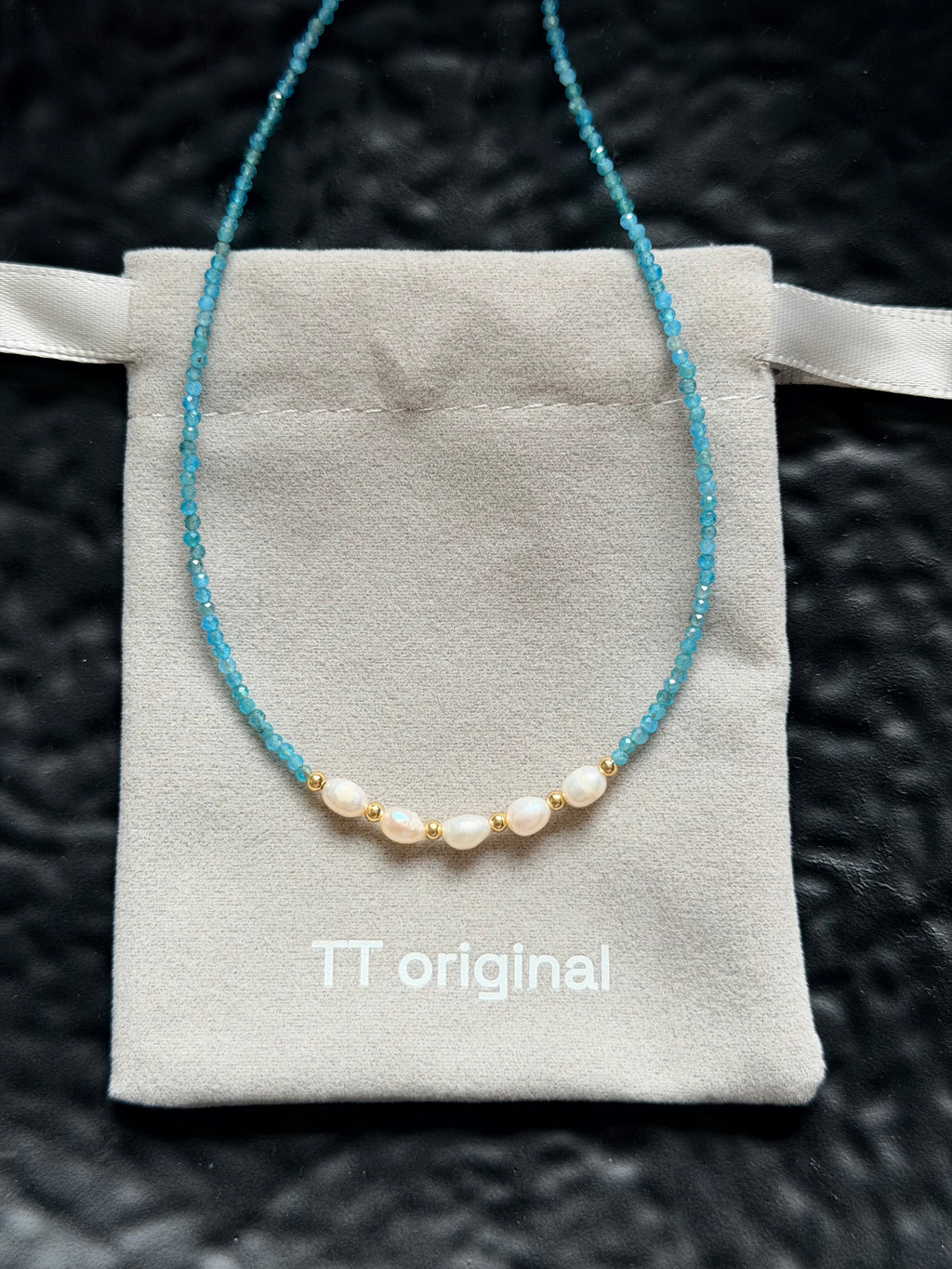 TT Original Necklace - Blue Crystal Seed Bead Pearl Necklace | Cute and Simple Beaded Necklace | Beach Vacation Style | Exquisite Layering | Crystal Necklace
