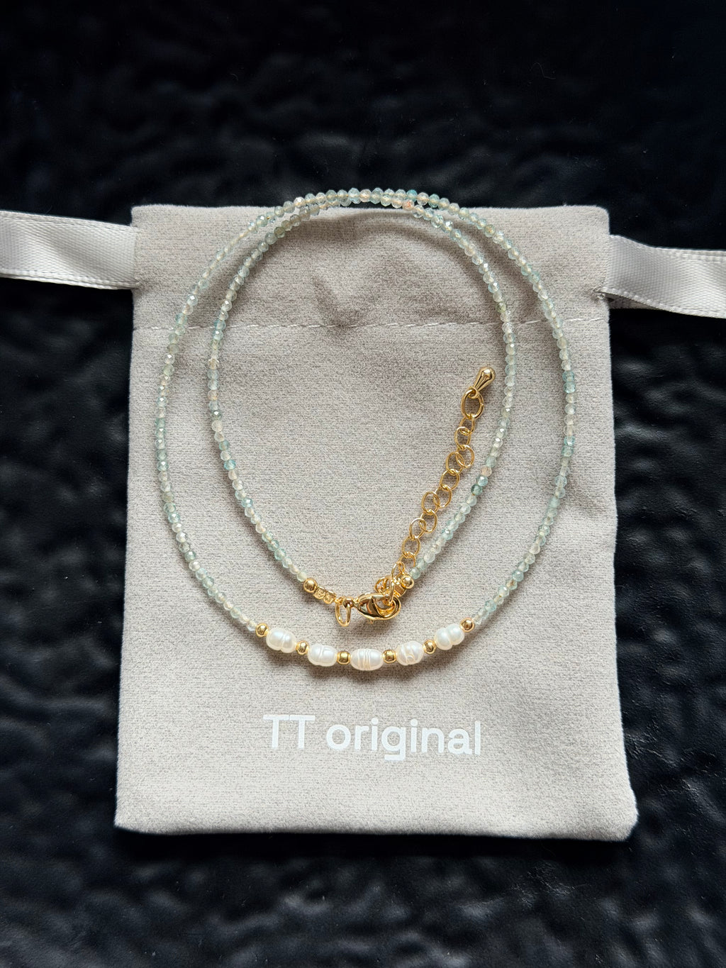 TT Original Necklace - Blue Crystal Seed Bead Pearl Necklace | Cute and Simple Beaded Necklace | Beach Vacation Style | Exquisite Layering | Crystal Necklace