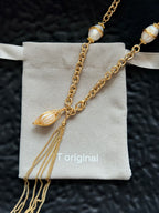 TT Original - necklace - Women's Gold Pearl Tassel Necklace | Vintage Exaggerated Chain Necklace | Handmade Jewelry Gift