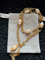 TT Original - necklace - Women's Gold Pearl Tassel Necklace | Vintage Exaggerated Chain Necklace | Handmade Jewelry Gift