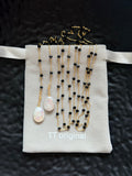 TT original-necklace-Black crystal natural baroque pearl pendant | Long necklace, sweater chain, Y-shaped chain | Exquisite double-layered necklace | High-end, sophisticated, and cool style