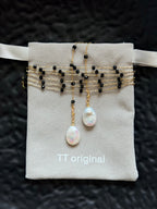 TT original-necklace-Black crystal natural baroque pearl pendant | Long necklace, sweater chain, Y-shaped chain | Exquisite double-layered necklace | High-end, sophisticated, and cool style
