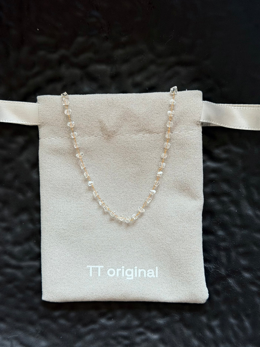 TT original-necklace-Exquisite minimalist clavicle necklace | Versatile thin chain bead necklace | Transparent, luxurious crystal necklace