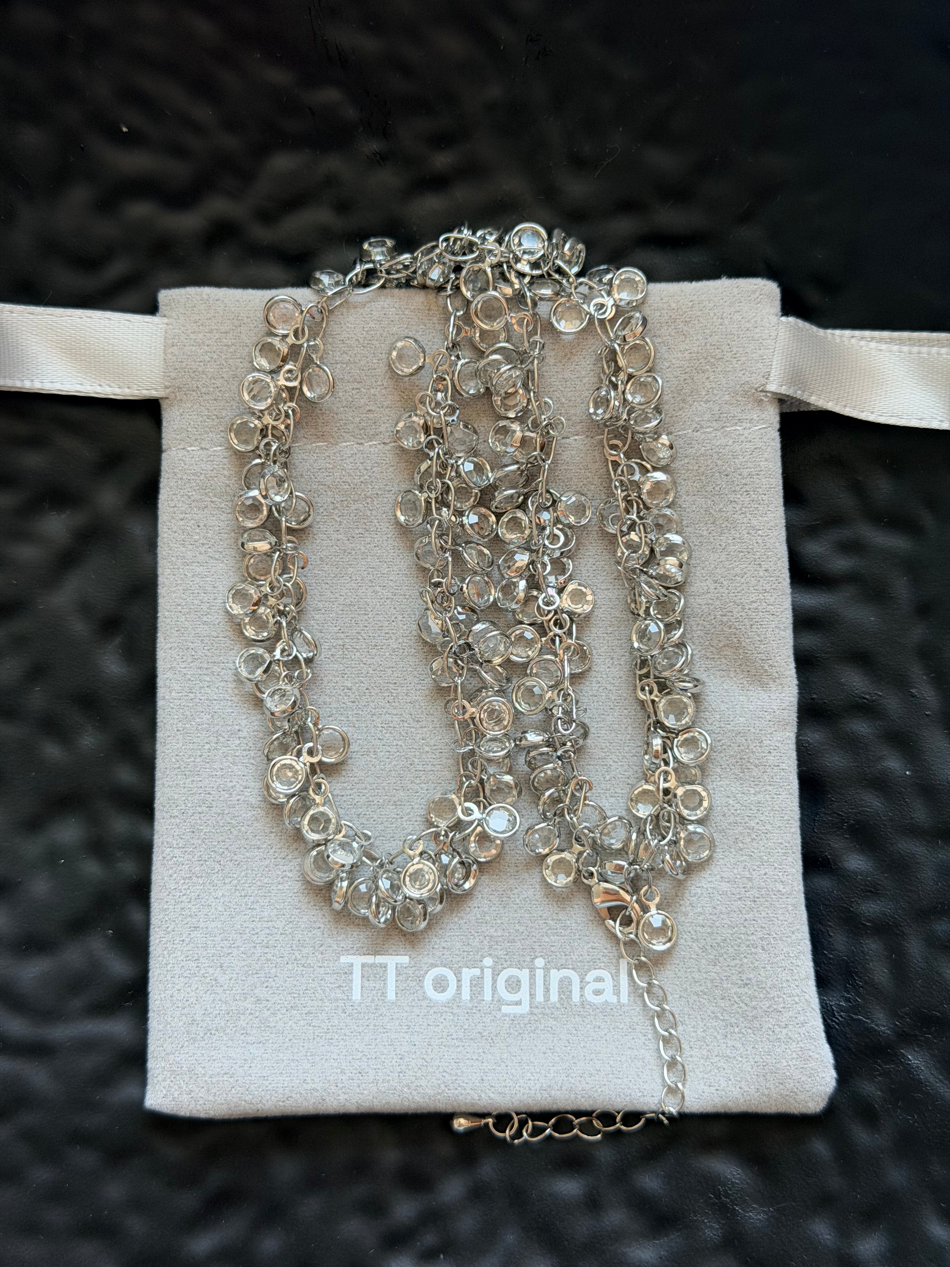 TT original-necklace-Silver Crystal Necklace | Sparkling Crystal Bubble Design | Luxurious Party and Evening Accessories Necklace