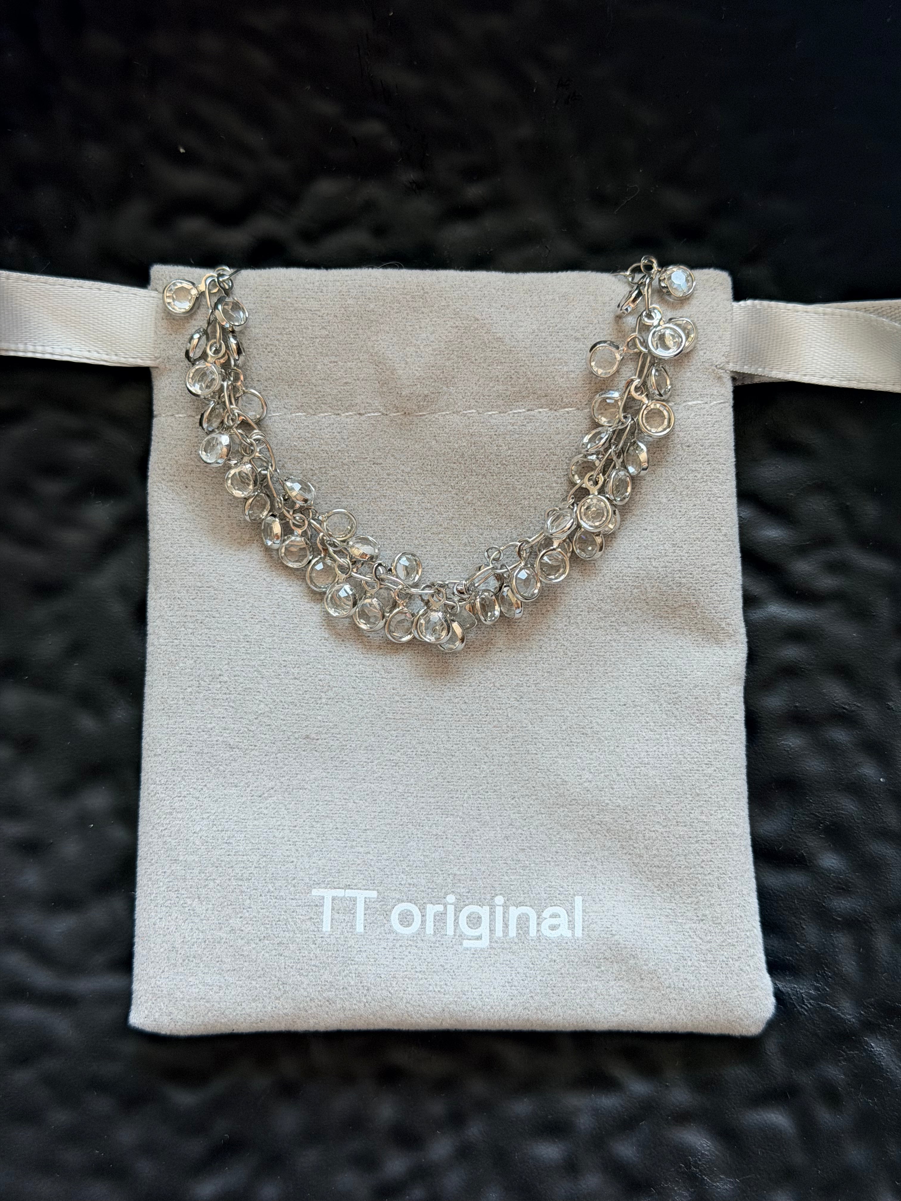 TT original-necklace-Silver Crystal Necklace | Sparkling Crystal Bubble Design | Luxurious Party and Evening Accessories Necklace