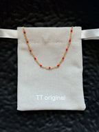 TT original-necklace-Simple red beaded gold long necklace | Adjustable extension chain | Elegant necklace for layering | Perfect for everyday wear | A versatile gift for dates