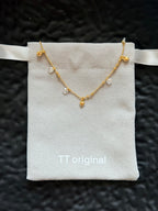 TT original-nekelace-Niche Design Gold Round Diamond Necklace | Delicate Gold Bead Chain | Full Circle Small Pendant Necklace | Gift Recommendation | Exquisite and Luxurious Clavicle Chain