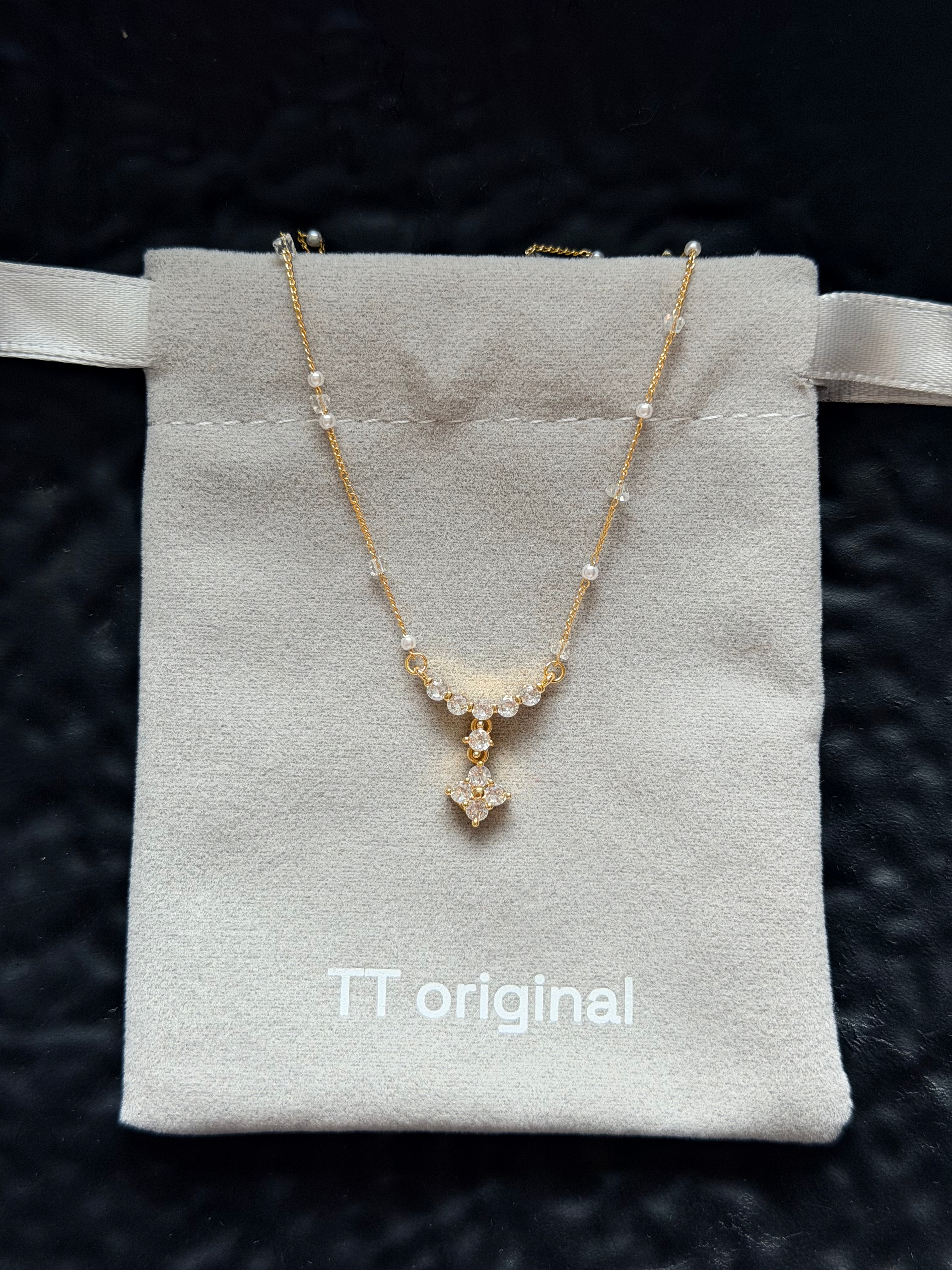 TT original-necklace-Luxury Zircon Necklace | Elegant Clavicle Chain | Pearl and Diamond Choker | Simple and Stylish Necklace