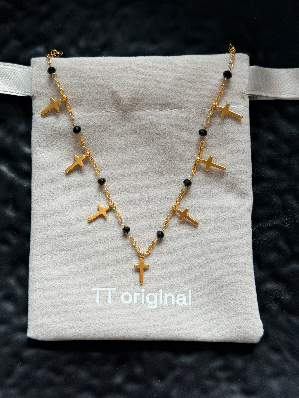 TT original-necklace-Gothic French Fashion Women's Jewelry | Simple Gold Cross Pendant Necklace | Unique Religious Fashion Necklace | Trendy Black Gold Necklace