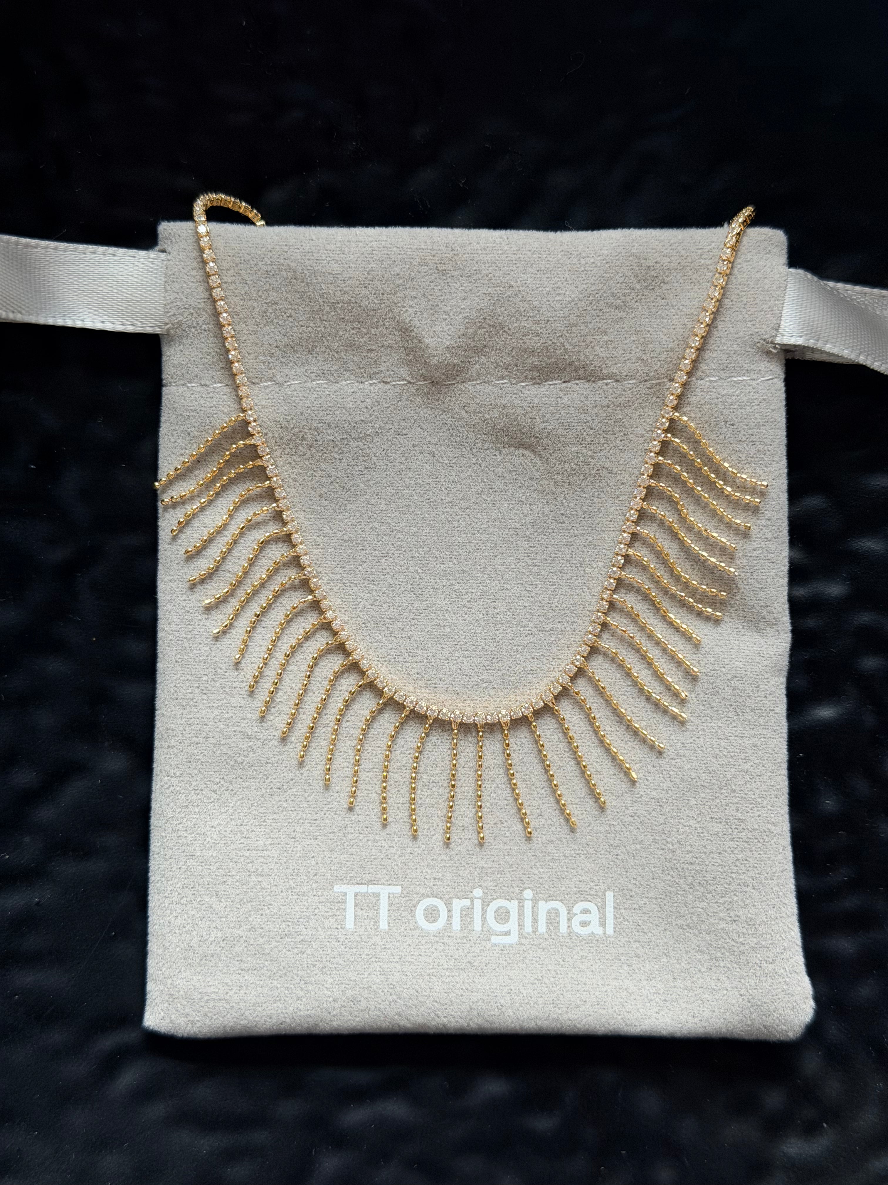 TT original-necklace-Lightweight fan-shaped tassel | Gorgeous rhinestone tassel necklace | Stylish retro versatile dress necklace | Collarbone short necklace, a must-have for dates and parties