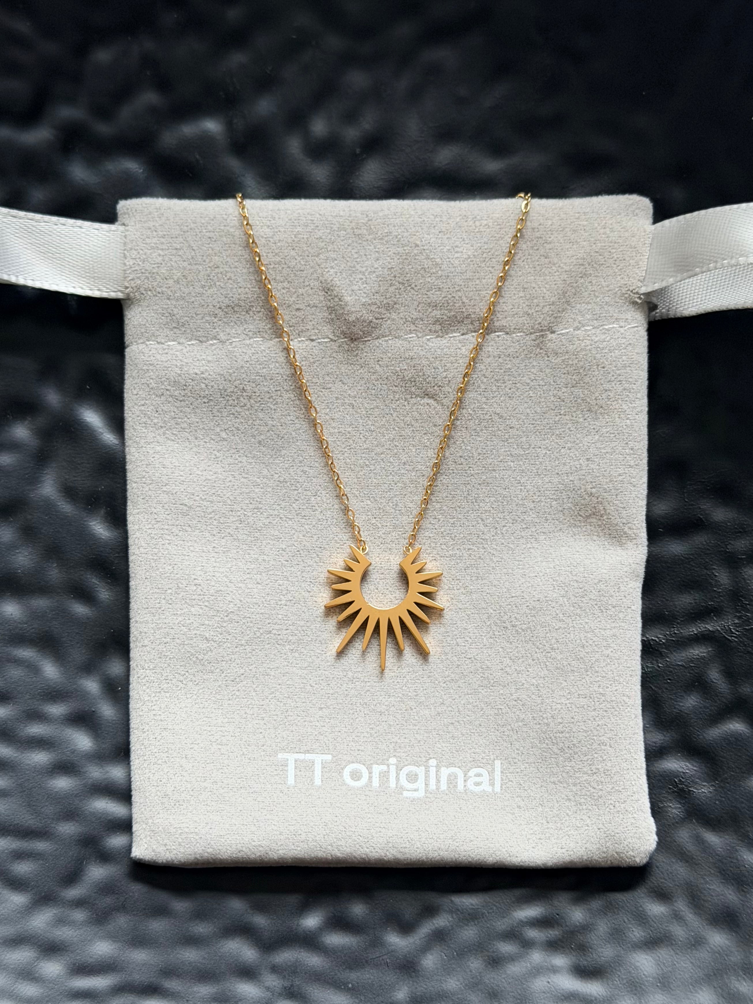 TT original-necklace-Sunburst-shaped choker | European and American style necklace | Versatile work necklace | Minimalist layered necklace