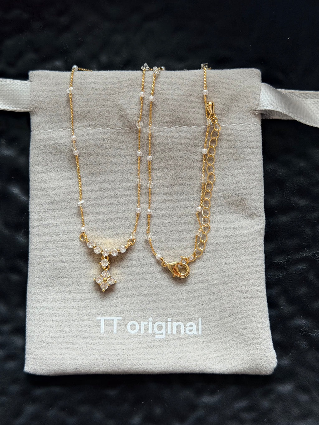 TT original-necklace-Luxury Zircon Necklace | Elegant Clavicle Chain | Pearl and Diamond Choker | Simple and Stylish Necklace